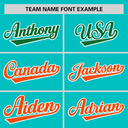 Custom Aqua Kelly Green-Orange Personalized Gradient Font And Side Design Authentic Baseball Jersey