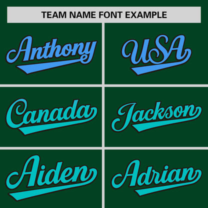 Custom Green Powder Blue-Aqua Personalized Gradient Font And Side Design Authentic Baseball Jersey