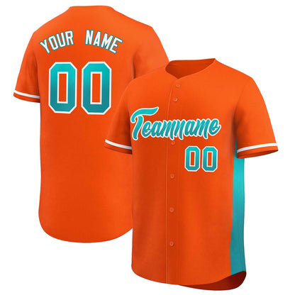 Custom Orange Aqua Personalized Gradient Font And Side Design Authentic Baseball Jersey