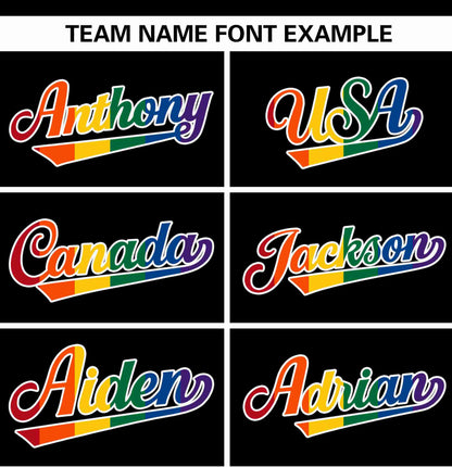 Custom Black LGBT Rainbow For Pride Month Raglan Sleeves Authentic Baseball Jersey