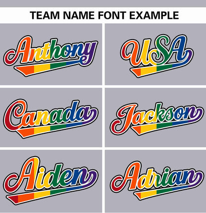 Custom Gray LGBT Rainbow For Pride Month Raglan Sleeves Authentic Baseball Jersey