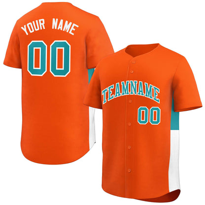 Custom Orange Aqua-White Personalized Side Two-Tone Design Authentic Baseball Jersey