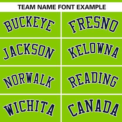 Custom Neon Green Navy-White Personalized Side Two-Tone Design Authentic Baseball Jersey