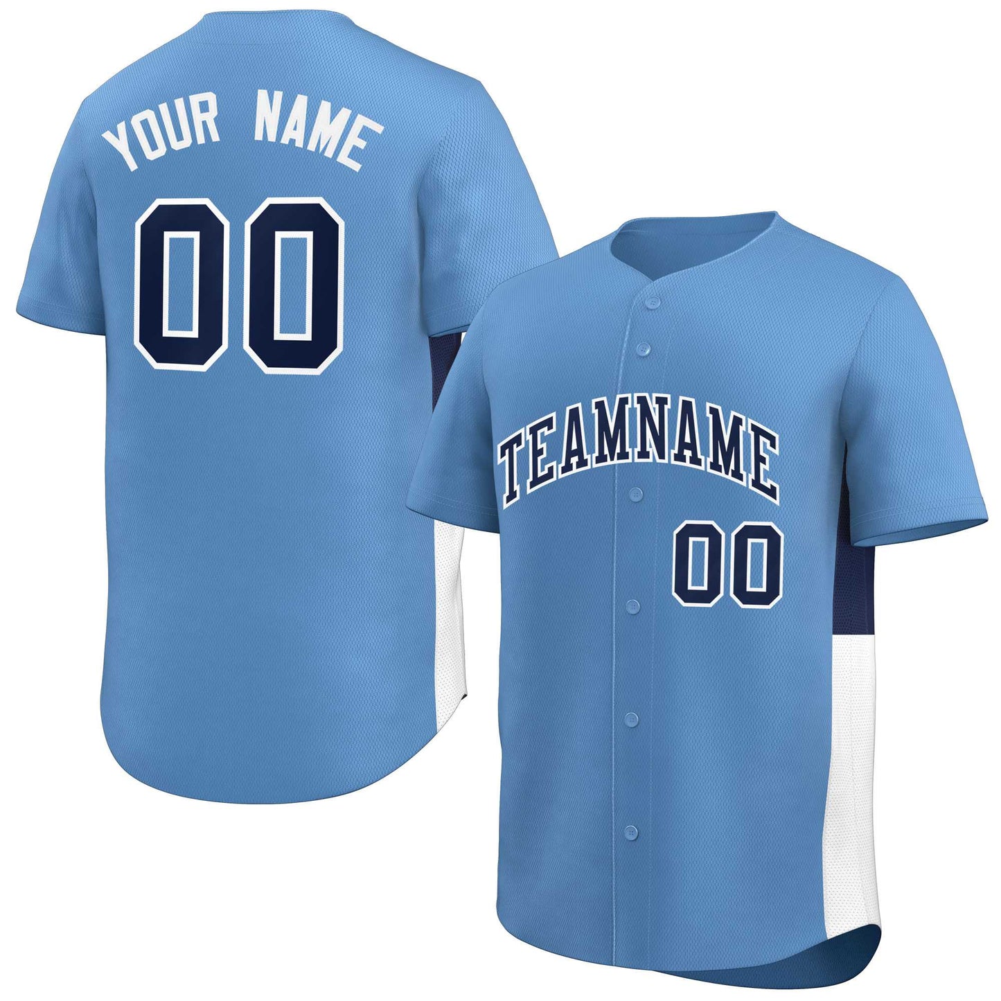 Custom Light Blue Navy-White Personalized Side Two-Tone Design Authentic Baseball Jersey