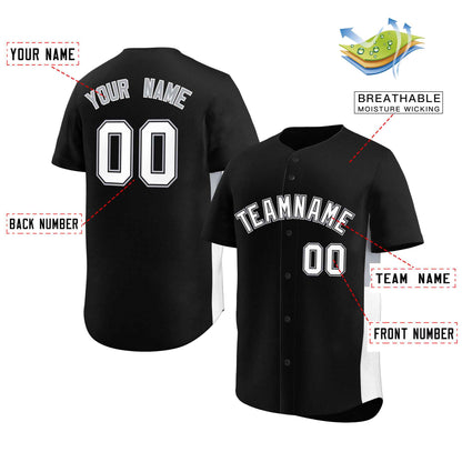 Custom Black White-Gray Personalized Side Two-Tone Design Authentic Baseball Jersey