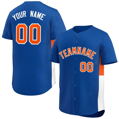 Custom Royal Orange-White Personalized Side Two-Tone Design Authentic Baseball Jersey