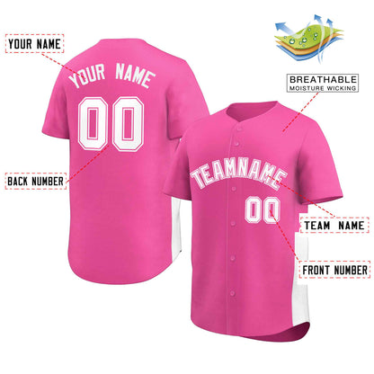 Custom Pink White Personalized Side Two-Tone Design Authentic Baseball Jersey