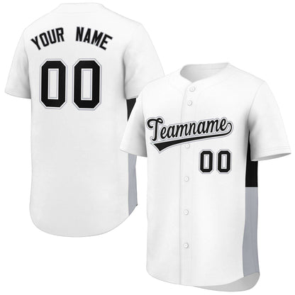 Custom White Black-Gray Personalized Side Two-Tone Design Authentic Baseball Jersey