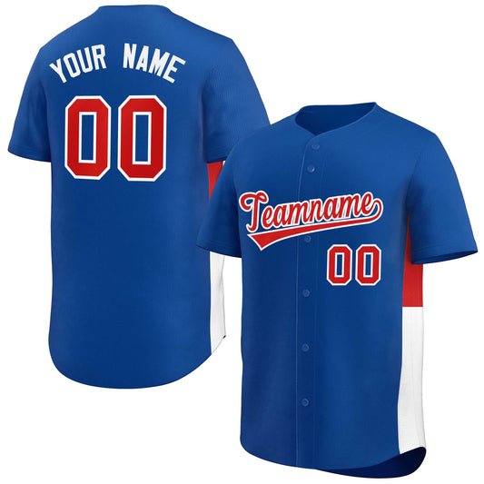 Custom Royal Red-White Personalized Side Two-Tone Design Authentic Baseball Jersey