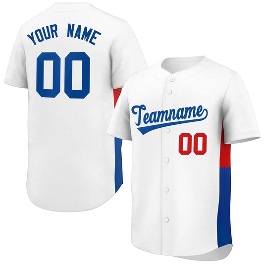 Custom White Royal-Red Personalized Side Two-Tone Design Authentic Baseball Jersey