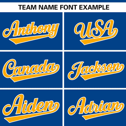 Custom Royal Yellow-White Personalized Side Two-Tone Design Authentic Baseball Jersey