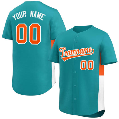 Custom Aqua Orange-White Personalized Side Two-Tone Design Authentic Baseball Jersey