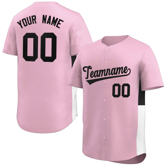 Custom Light Pink Black-White Personalized Side Two-Tone Design Authentic Baseball Jersey