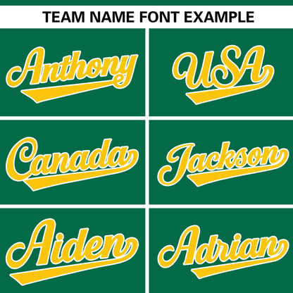 Custom Kelly Green Yellow-White Personalized Side Two-Tone Design Authentic Baseball Jersey