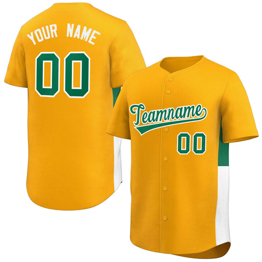 Custom Yellow Kelly Green-White Personalized Side Two-Tone Design Authentic Baseball Jersey