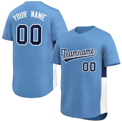 Custom Light Blue Navy-White Personalized Side Two-Tone Design Authentic Baseball Jersey