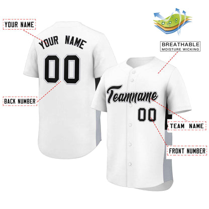 Custom White Black-Gray Personalized Side Two-Tone Design Authentic Baseball Jersey