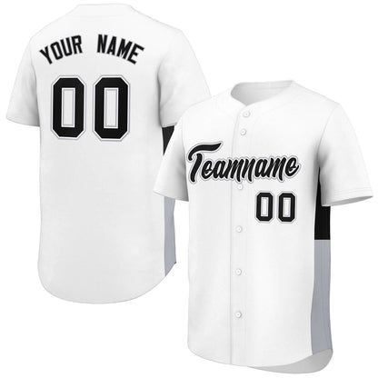 Custom White Black-Gray Personalized Side Two-Tone Design Authentic Baseball Jersey