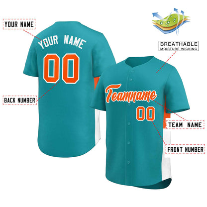 Custom Aqua Orange-White Personalized Side Two-Tone Design Authentic Baseball Jersey