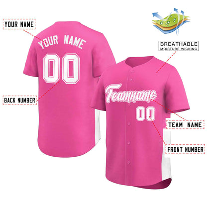 Custom Pink White Personalized Side Two-Tone Design Authentic Baseball Jersey