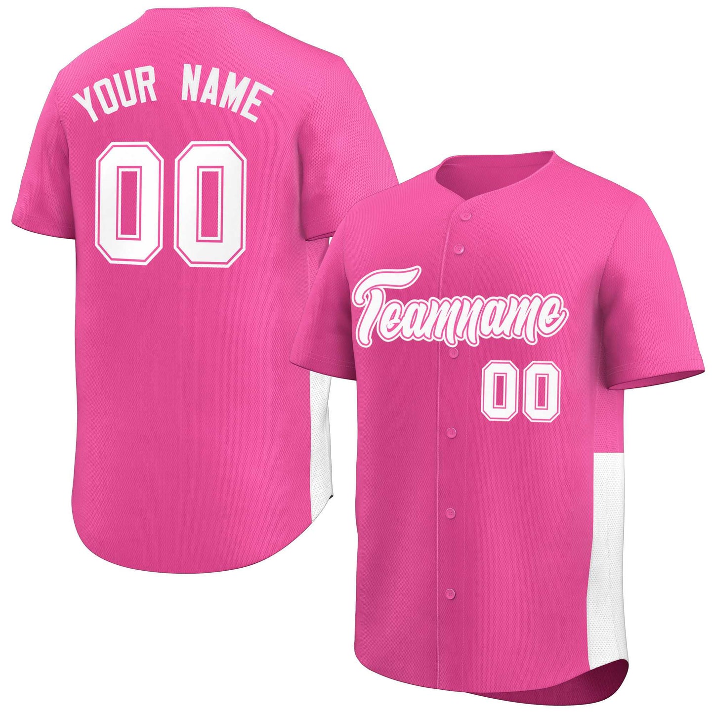 Custom Pink White Personalized Side Two-Tone Design Authentic Baseball Jersey