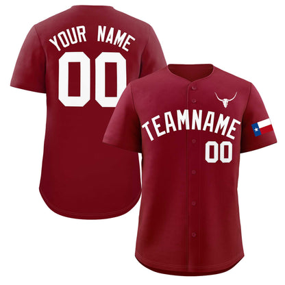 Custom Crimson White Texas Flag Classic Style Authentic Baseball Jersey