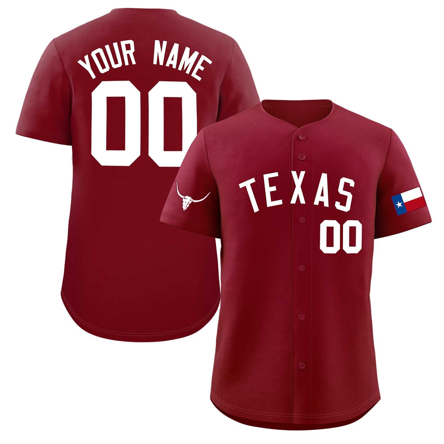 Custom Crimson White Texas Flag Classic Style Authentic Baseball Jersey