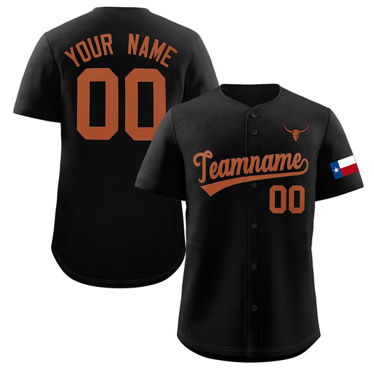 Custom Black Orange Texas Flag Classic Style Authentic Baseball Jersey