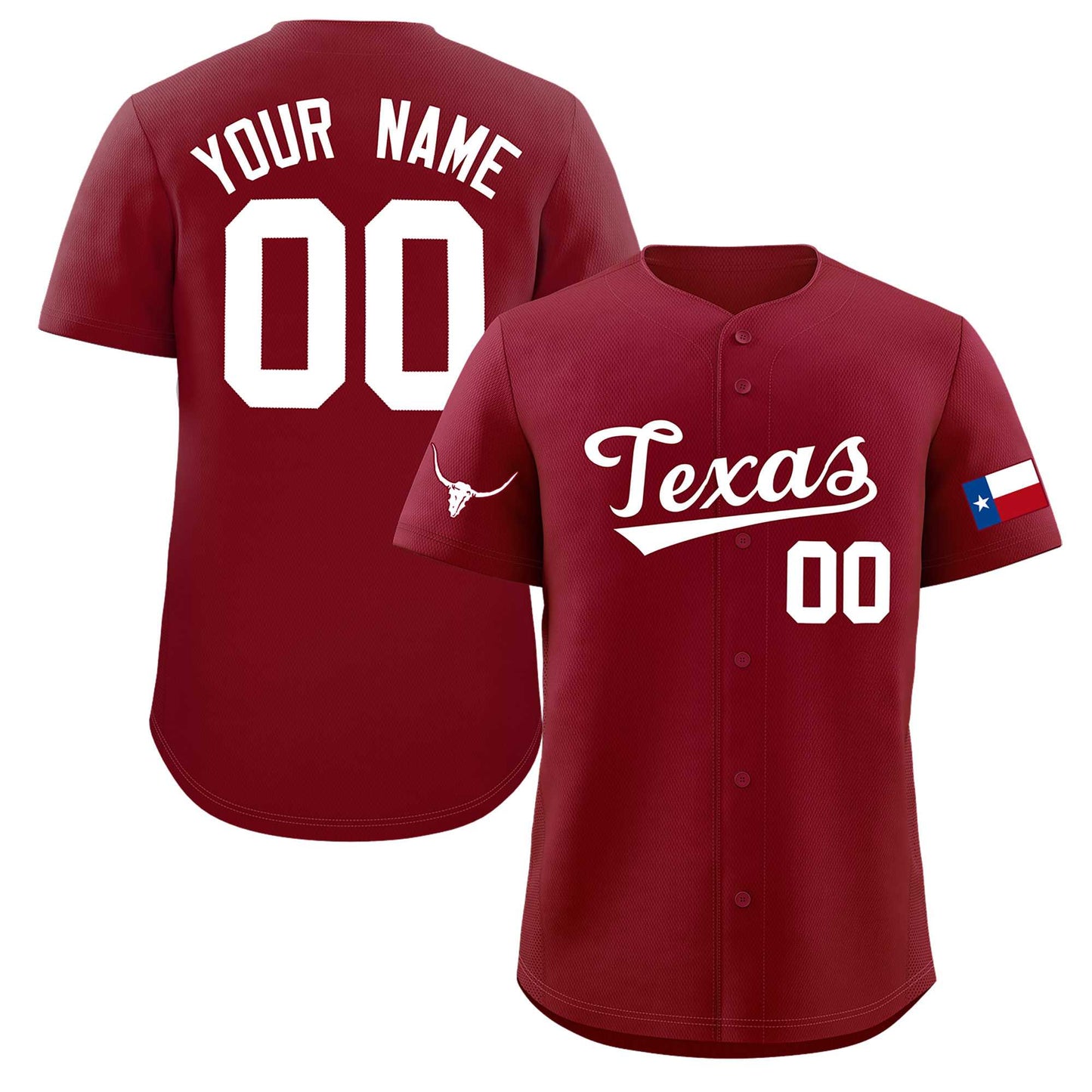 Custom Crimson White Texas Flag Classic Style Authentic Baseball Jersey