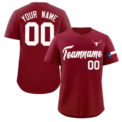 Custom Crimson White Texas Flag Classic Style Authentic Baseball Jersey