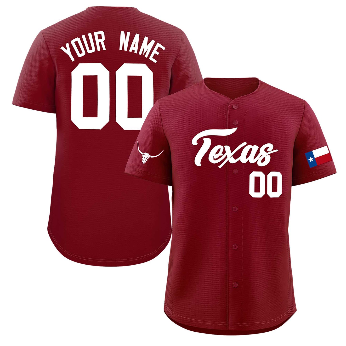 Custom Crimson White Texas Flag Classic Style Authentic Baseball Jersey