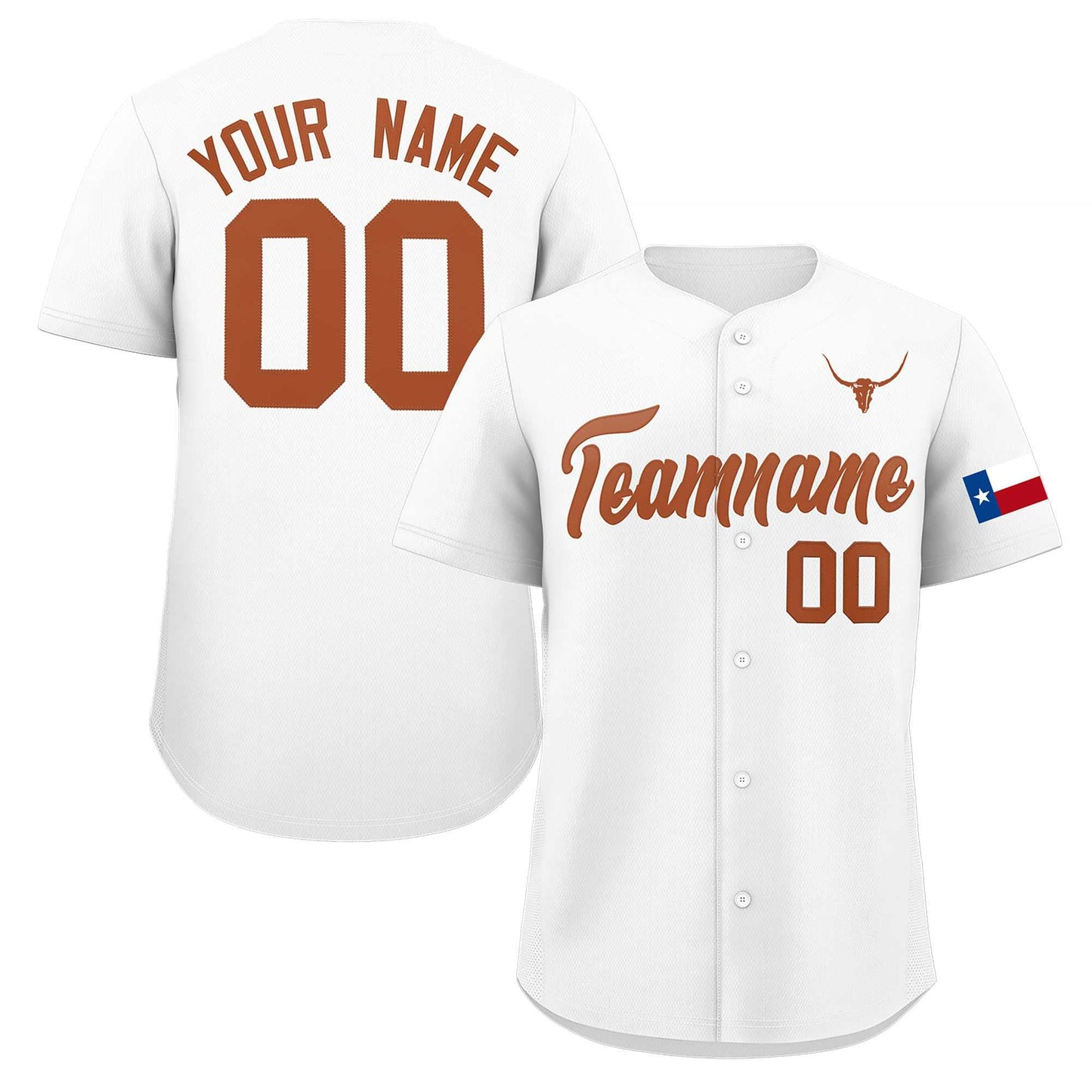 Custom White Orange Texas Flag Classic Style Authentic Baseball Jersey