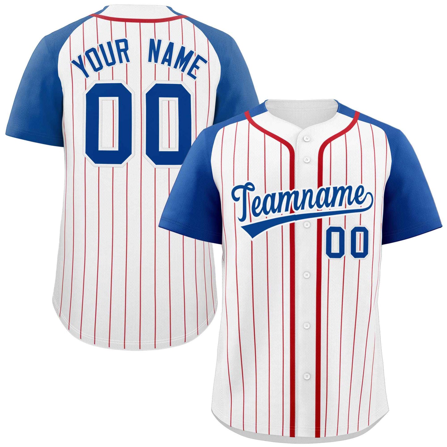 Custom White Royal Stripe Fashion Raglan Sleeves Authentic Baseball Jersey