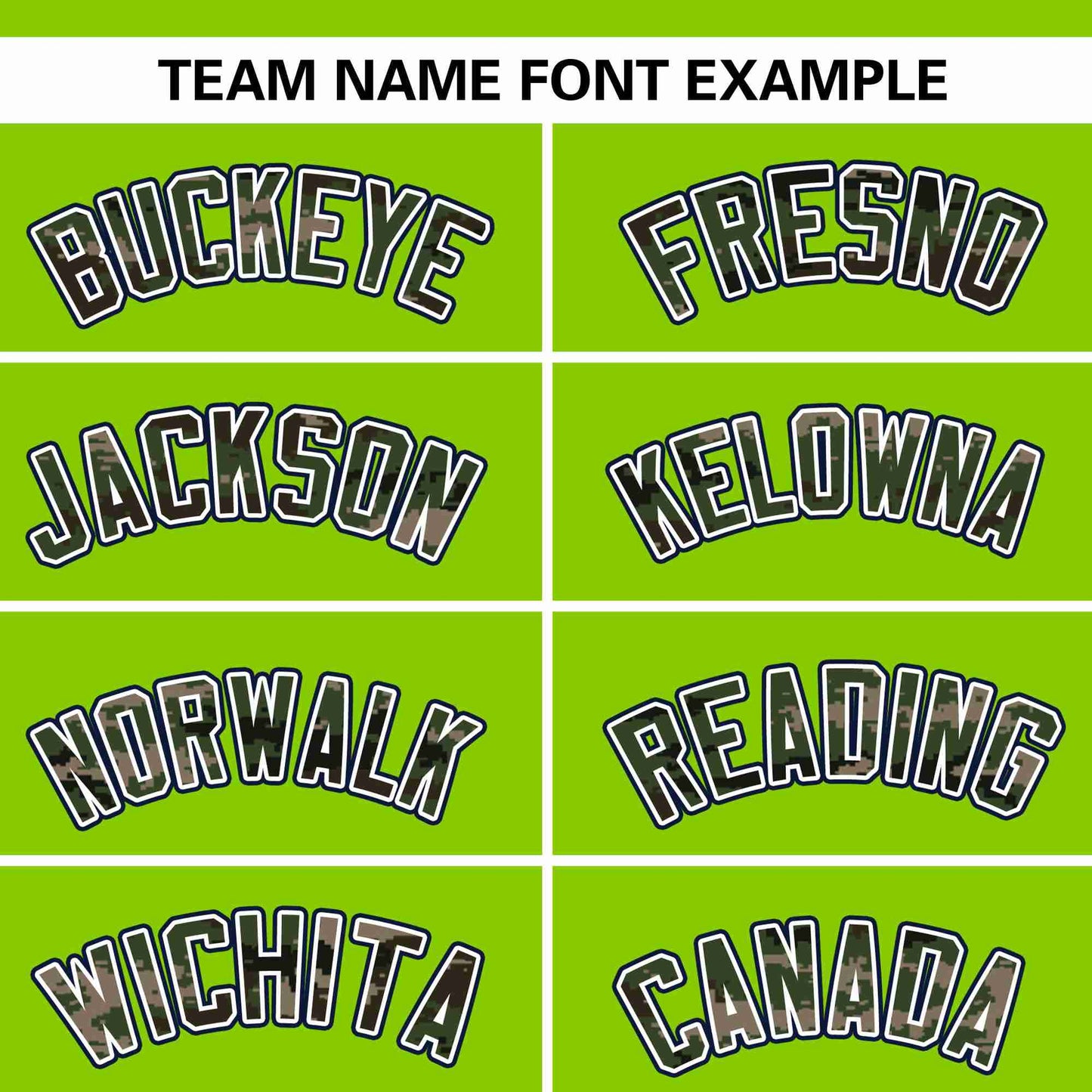 Custom Neon Green Personalized Camo Font Authentic Baseball Jersey