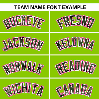 Custom Neon Green Personalized Camo Font Authentic Baseball Jersey