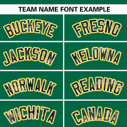 Custom Kelly Green Personalized Camo Font Authentic Baseball Jersey