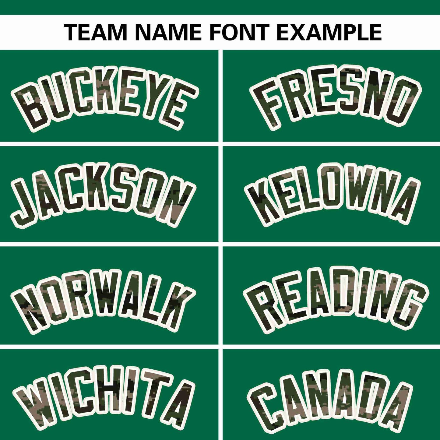 Custom Kelly Green Personalized Camo Font Authentic Baseball Jersey