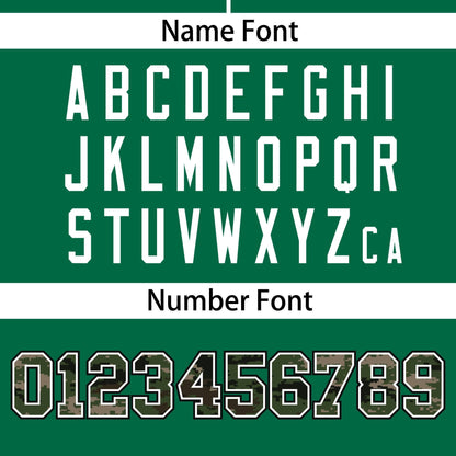 Custom Kelly Green Personalized Camo Font Authentic Baseball Jersey