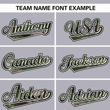 Custom Gray Personalized Camo Font Authentic Baseball Jersey