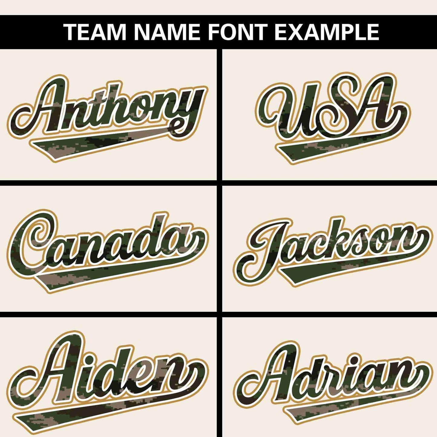 Custom Cream Personalized Camo Font Authentic Baseball Jersey