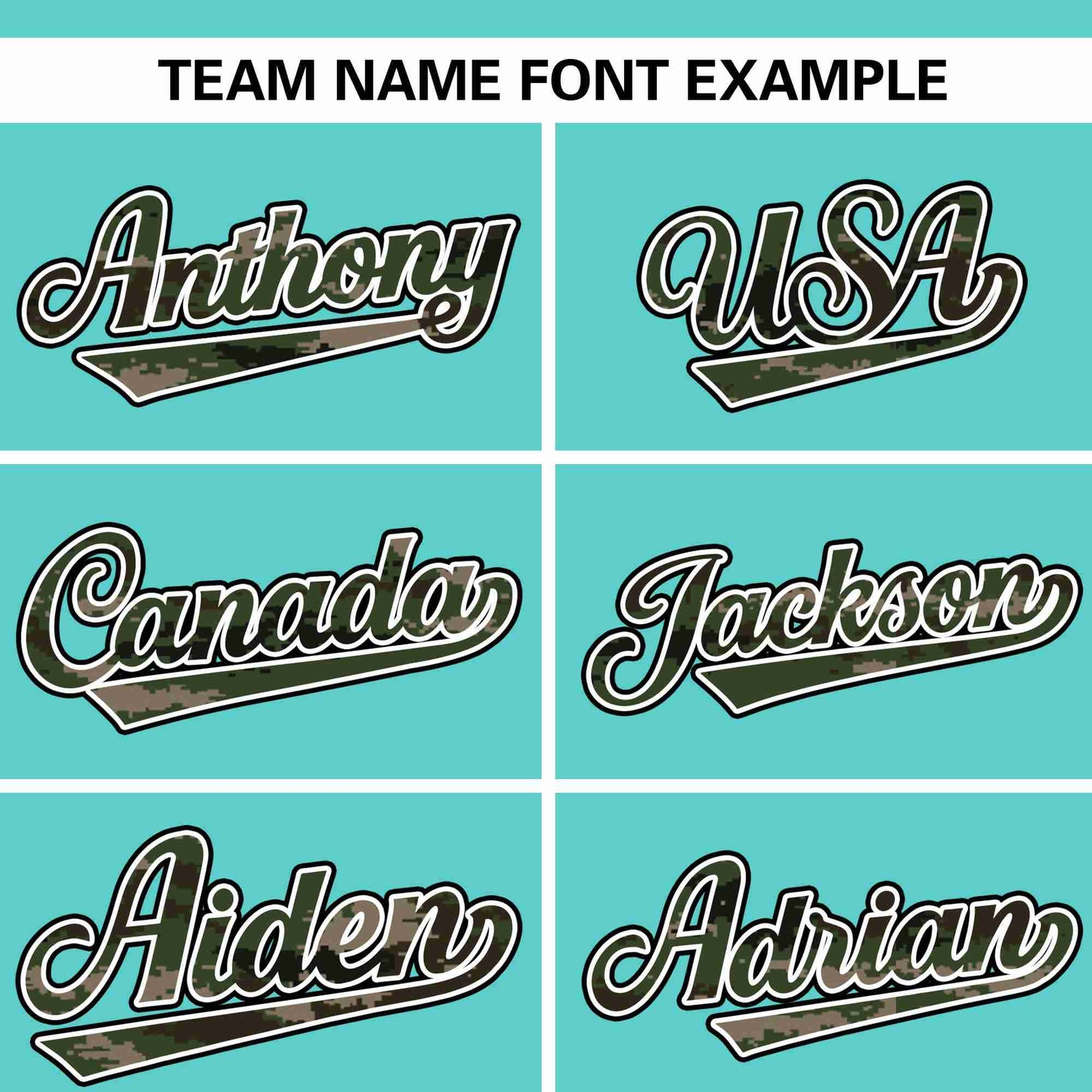 Custom Aqua Personalized Camo Font Authentic Baseball Jersey