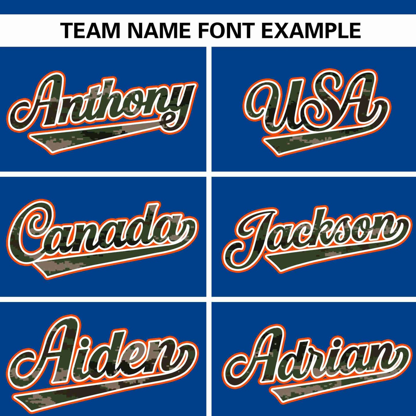 Custom Royal Personalized Camo Font Authentic Baseball Jersey