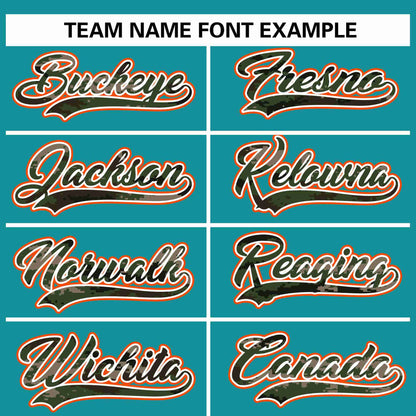 Custom Aqua Personalized Camo Font Authentic Baseball Jersey