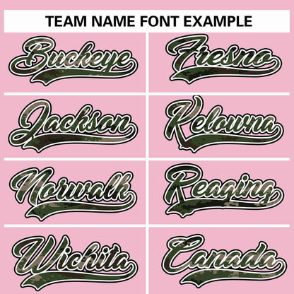 Custom Light Pink Personalized Camo Font Authentic Baseball Jersey