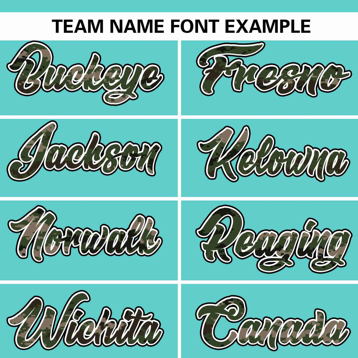 Custom Aqua Personalized Camo Font Authentic Baseball Jersey