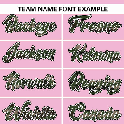 Custom Light Pink Personalized Camo Font Authentic Baseball Jersey