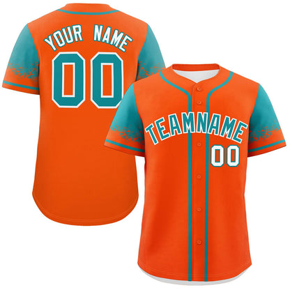 Custom Orange Aqua Personalized Raglan Sleeves Design Authentic Baseball Jersey