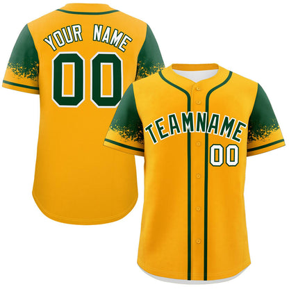 Custom Yellow Green Personalized Raglan Sleeves Design Authentic Baseball Jersey