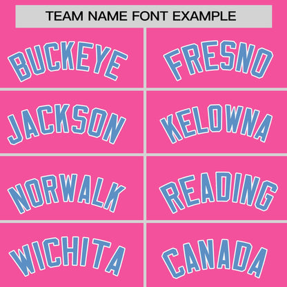 Custom Pink Light Blue Personalized Raglan Sleeves Design Authentic Baseball Jersey