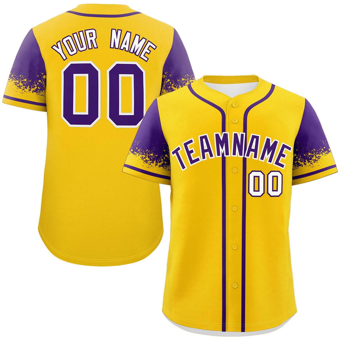 Custom Gold Purple Personalized Raglan Sleeves Design Authentic Baseball Jersey